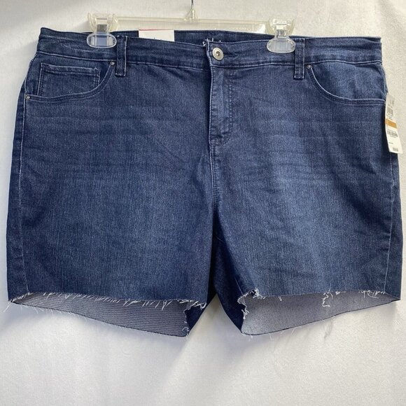 Style & Co Mid-Rise Tummy Control Stretch Short Woman Sz 16WP Blue New Boot Leg - Picture 1 of 12